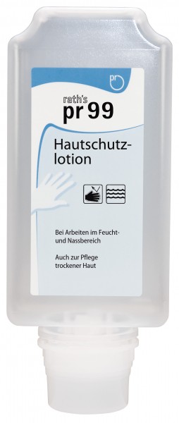 RATH´S Hautschutzlotion pr99 Softflasche für Spender - für Nassbereiche VE = 10 x 1,0 L Softflasche