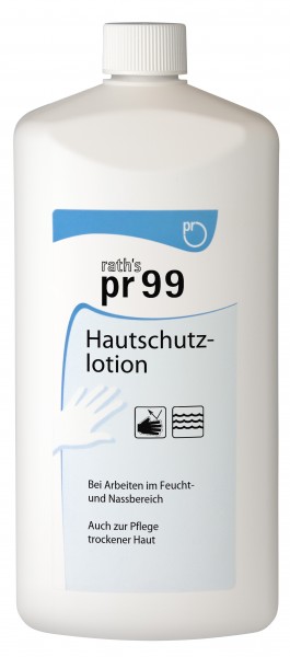 RATH´S Hautschutzlotion pr99 unparfümiert für Feucht-/Nassbereiche (VE = 10 x 1,0 L Flasche)