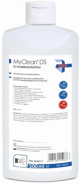 MAIMED MyClean DS Schnelldesinf. neutral, Serie Plus, 500ml Flasche, Paket 18St.