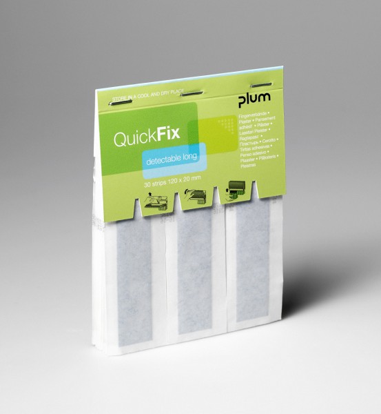 PLUM Refills für QuickFix Pflasterspender Fingerverbände, detectable long (VE = 6 x 30 Stück)
