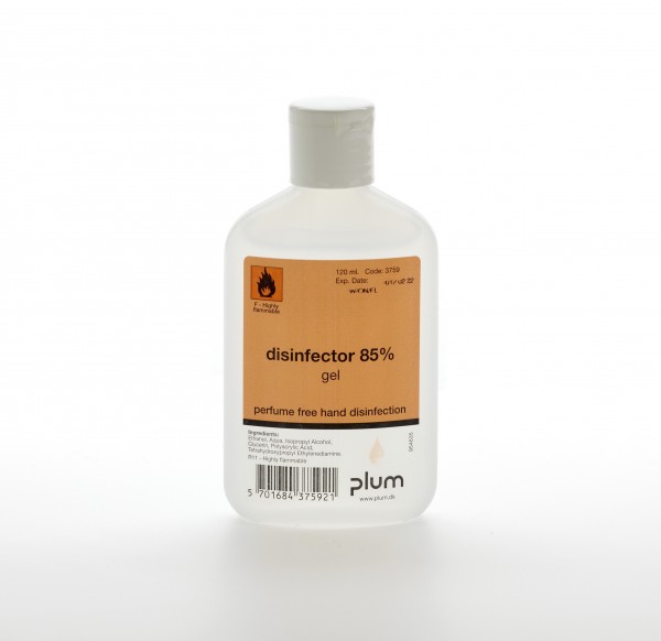 PLUM Disinfector 85% Desinfektionsgel für Händedesinfektion (VE = 10 x 120 ml Flasche)