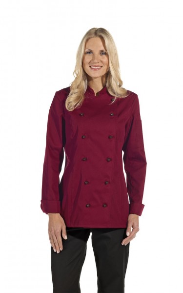 LEIBER Damen Kochjacke 1/1 Arm, in schwarz und bordeaux